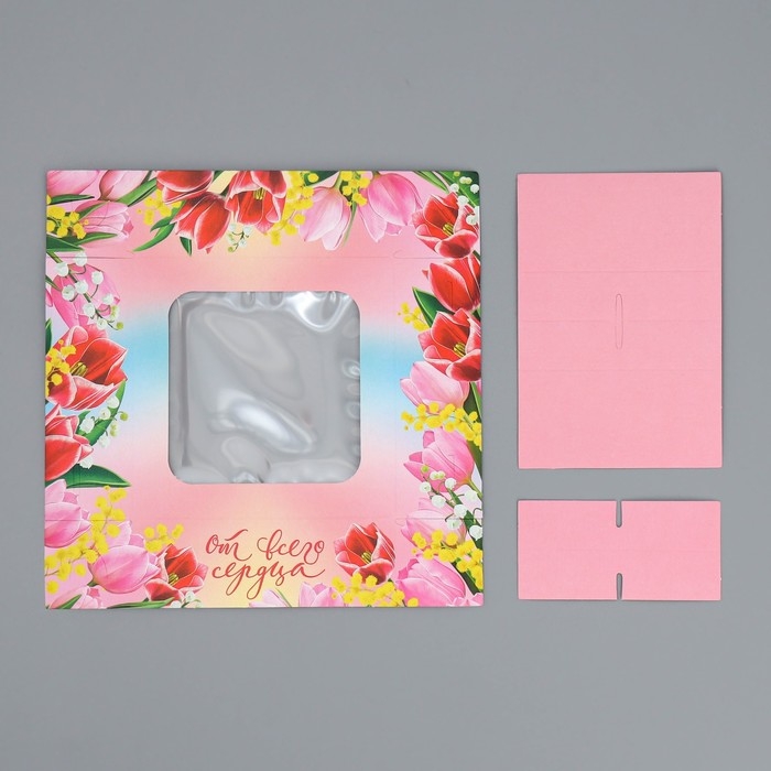 Коробка для конфет, кондитерская упаковка, 4 ячейки, «От всего сердца», 10.5 х 10.5 х 3.5 см Коробка для конфет, кондитерская упаковка, 4 ячейки, «От всего сердца», 10.5 х 10.5 х 3.5 см