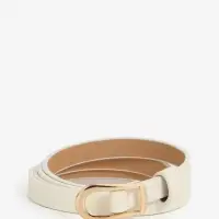 Ремень женский тонкий, 110&times;1.2 см, пряжка металл, золотистая, белый