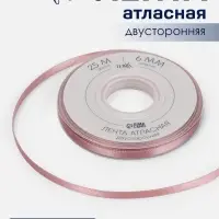Лента атласная TEIRA, двухсторонняя, 6 мм, 25&plusmn;1 м, розовая №164