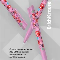 Ручка шариковая автоматическая ErichKrause ColorTouch Ladybug, узел 0.7 мм, чернила синие, покрытие Soft Touch, длина линии письма 1200 метров