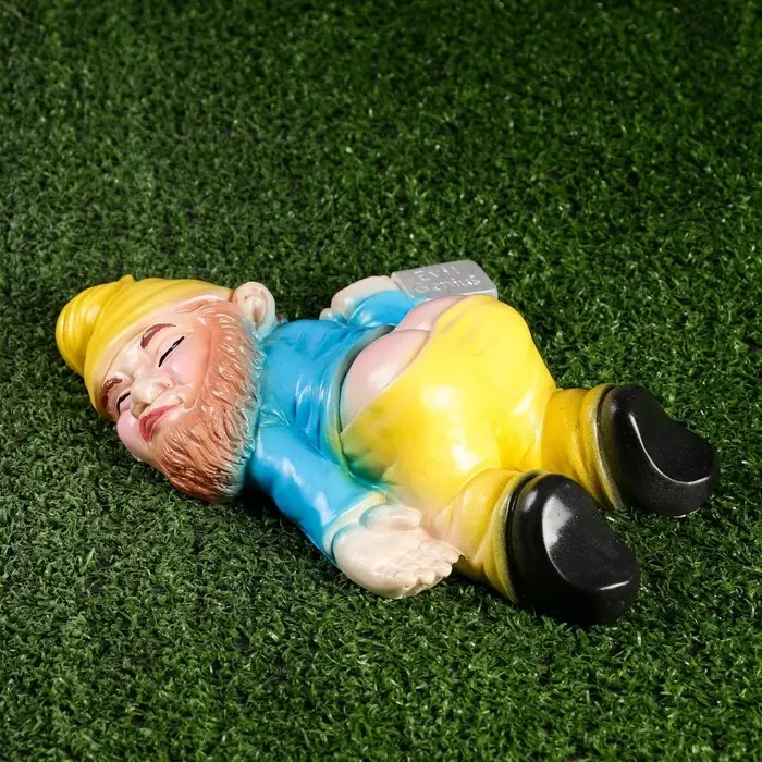 Садовая фигура  Садовая фигура "Рыжий пьяный гном" 23см