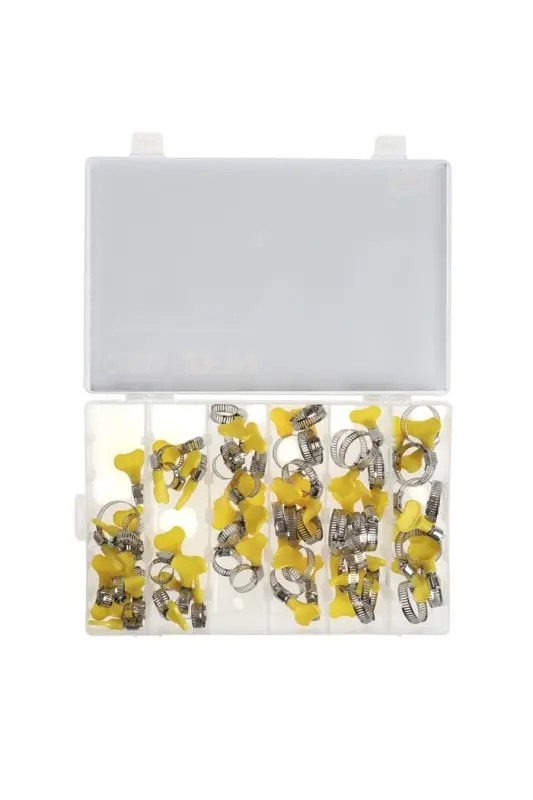 Набор червячных хомутов с &laquo;барашком&raquo; ZEIN engr, сквозная просечка, от 6 до 32 мм, 60 шт.