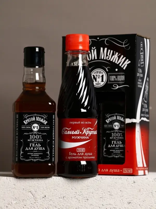 Подарочный набор мужской: гель для душа виски и кола 2 шт х 250 мл, Чистое счастье Подарочный набор мужской: гель для душа виски и кола 2 шт х 250 мл, Чистое счастье