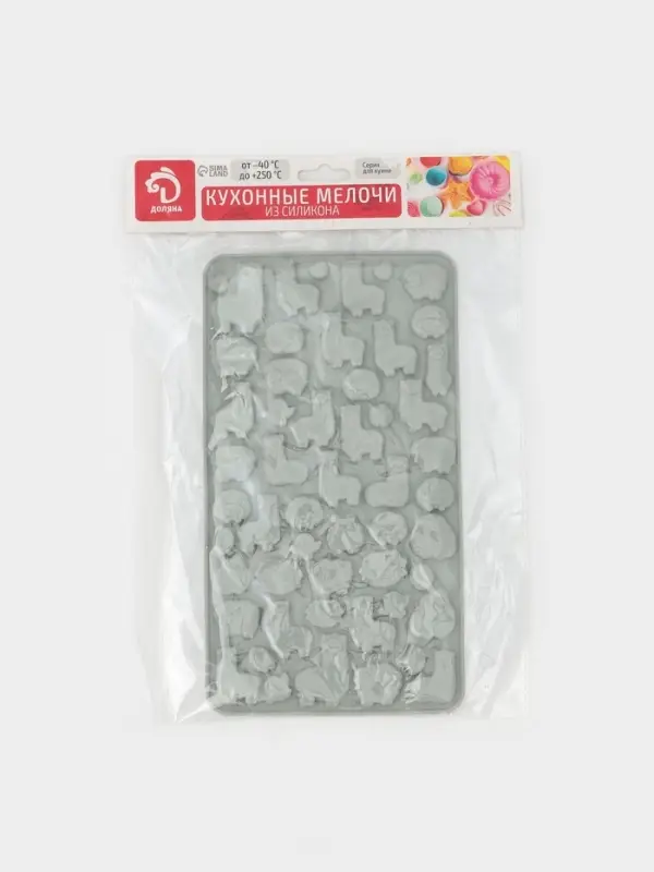 Форма для мармелада Доляна &laquo;Ферма&raquo;, силикон, 23&times;12.5&times;1 см, 53 ячейки, серая