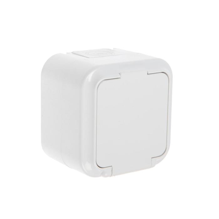 Розетка BYLECTRICA РА16-297 АКВА, 16А, 250 В, одномест., наруж., с з/к, с крышкой, белая Розетка BYLECTRICA РА16-297 АКВА, 16А, 250 В, одномест., наруж., с з/к, с крышкой, белая