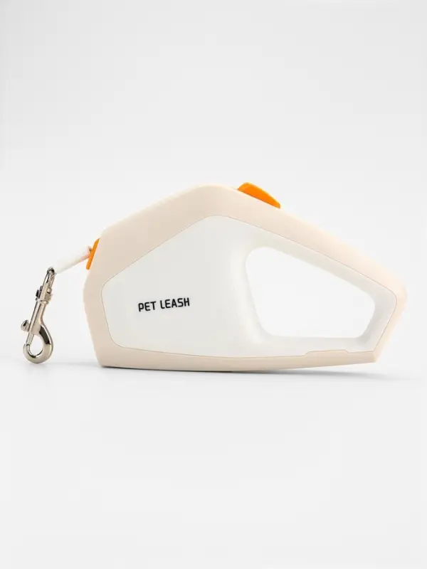 Рулетка - поводок для собак, лента 3 метра, белая, бежевая