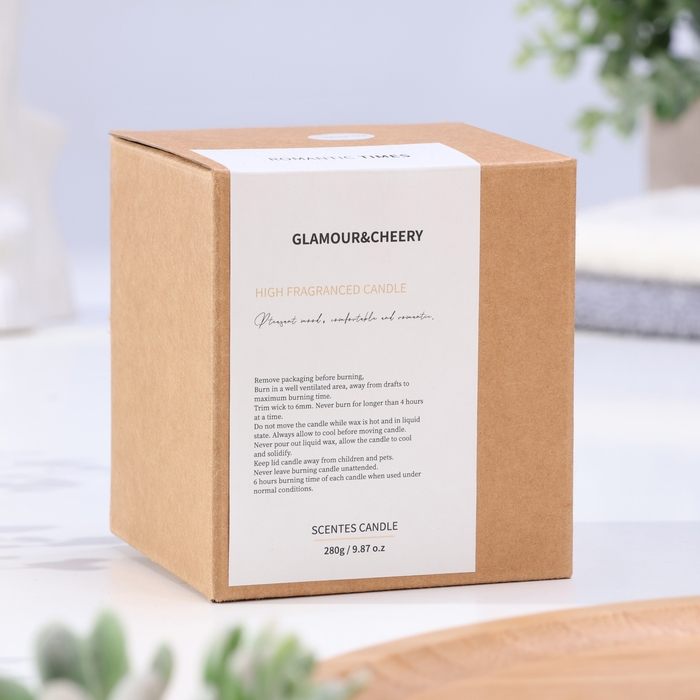 Свеча ароматическая в стакане  Свеча ароматическая в стакане "Bomantic", 200 г, вестин белый чай