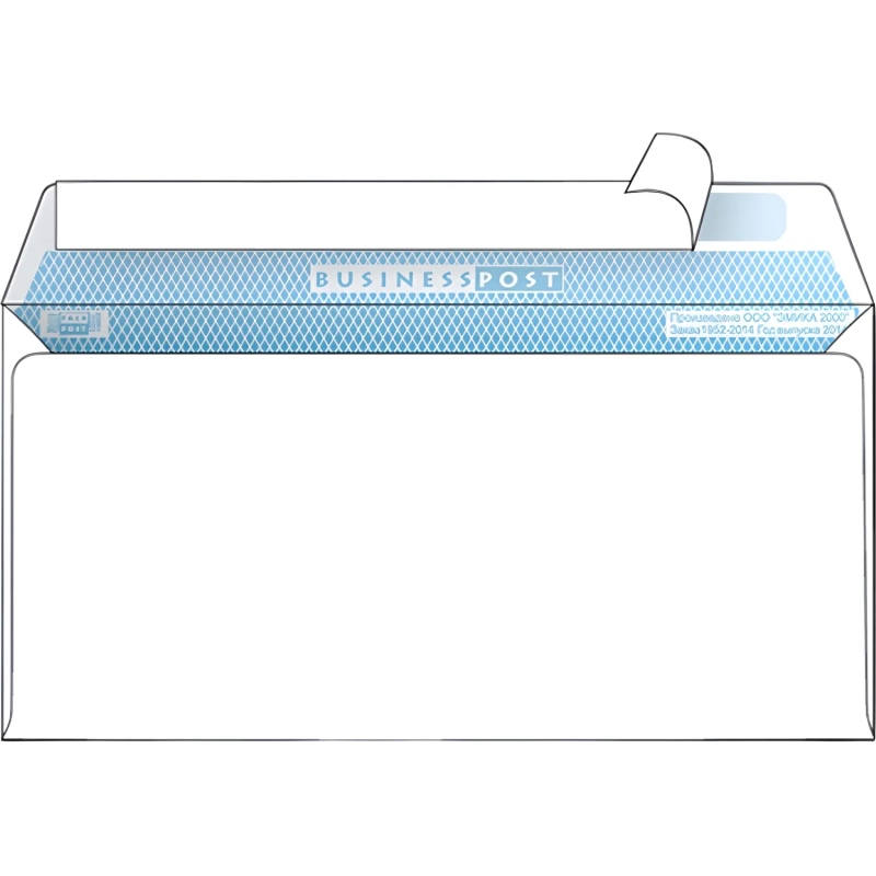 Конверт белый E65 стрип BusinessPost 110х220 1000шт/уп/1876