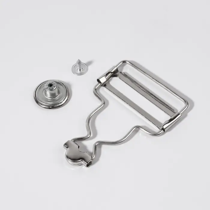 Застёжки для комбинезона, с кнопками, 38 мм, 10 шт., цвет серебряный