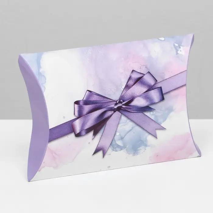Коробка складная, подушка, «Фиолетовый бант» 19×14×4 см Коробка складная, подушка, «Фиолетовый бант» 19×14×4 см