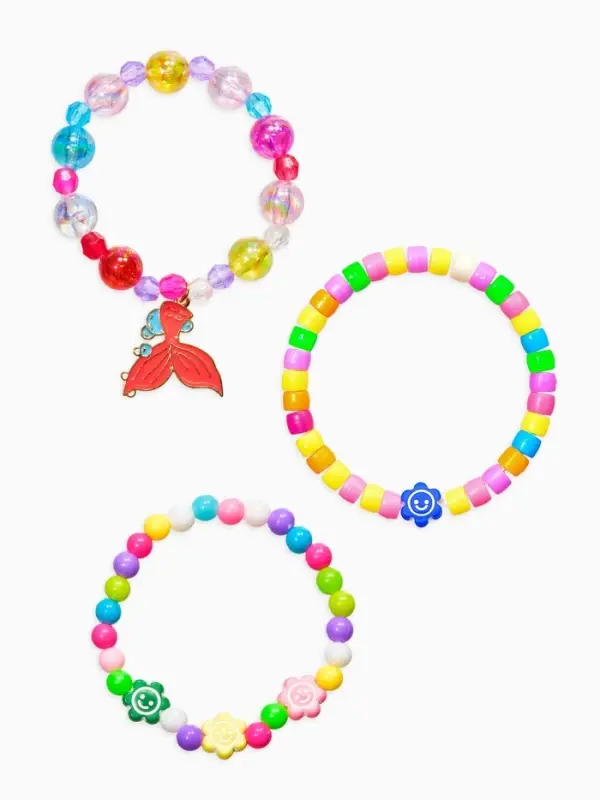 Браслет детский «Выбражулька», 3 шт. набор, хвост русалки, бусины, цветной Браслет детский «Выбражулька», 3 шт. набор, хвост русалки, бусины, цветной