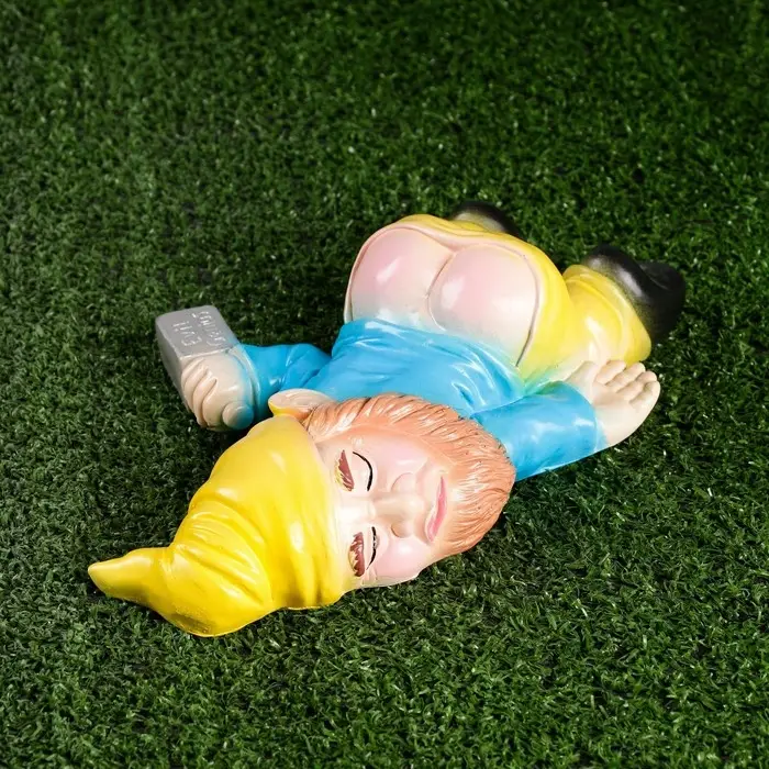 Садовая фигура  Садовая фигура "Рыжий пьяный гном" 23см