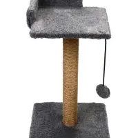 Когтеточка - столбик Petmil &laquo;Релакс&raquo;, 60&times;35&times;35 см, с полкой - лежанкой и игрушкой, джут, серая