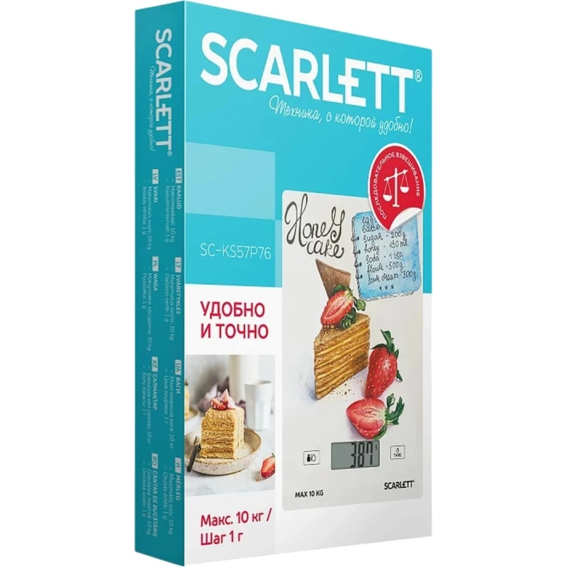 Весы кухонные Scarlett SC-KS57P76, Медовик с клубникой