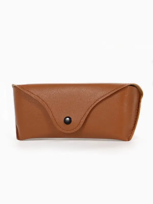 Футляр для очков на кнопке, 16&times;3.5&times;6.5 см, коричневый