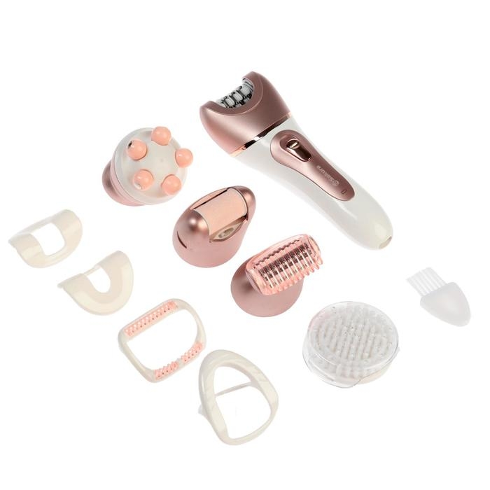 Эпилятор Sakura SA-5541WP, 10 насадок, 2 скорости, подсветка, АКБ, розово-белый Эпилятор Sakura SA-5541WP, 10 насадок, 2 скорости, подсветка, АКБ, розово-белый