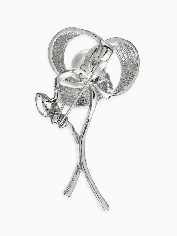 Брошь &laquo;Цветок&raquo; тринити, жемчуг, цвет белый в серебре