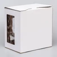 Коробка под торт 2 окна, с ручками, белая, 30&times;30&times;20 см