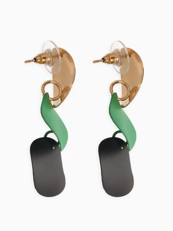 Серьги металл &laquo;Азелия&raquo;, выгнутые круги, чёрно-зелёные в золоте