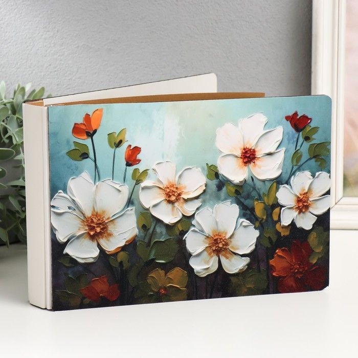 Фотоальбом на 52 фото 15х20 см Фотоальбом на 52 фото 15х20 см "Цветы нарисованные маслом" дерево, блеск 4х17,4х25 см