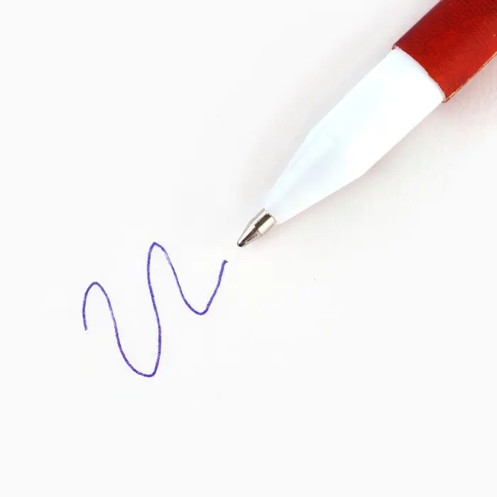 Ручка шариковая, пластик с колпачком софт-тач, синяя паста 0.7 мм «Золотой учитель»