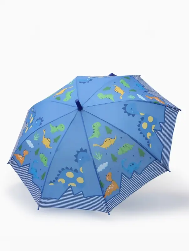 Зонт - трость детский &laquo;Динозаврики&raquo;, полуавтоматический, R=43/50 см, синий
