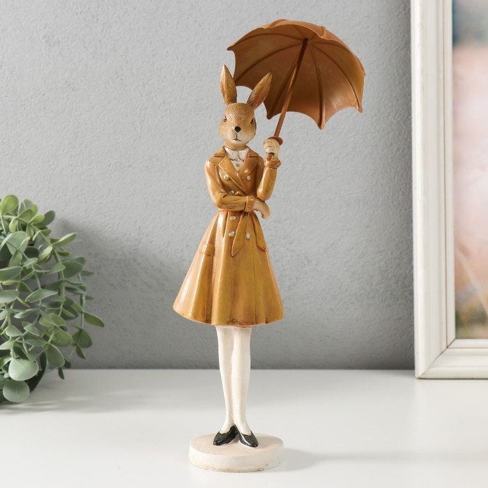 Сувенир полистоун Сувенир полистоун "Зайка в пальто, с зонтом" 10,5х10,5х28 см