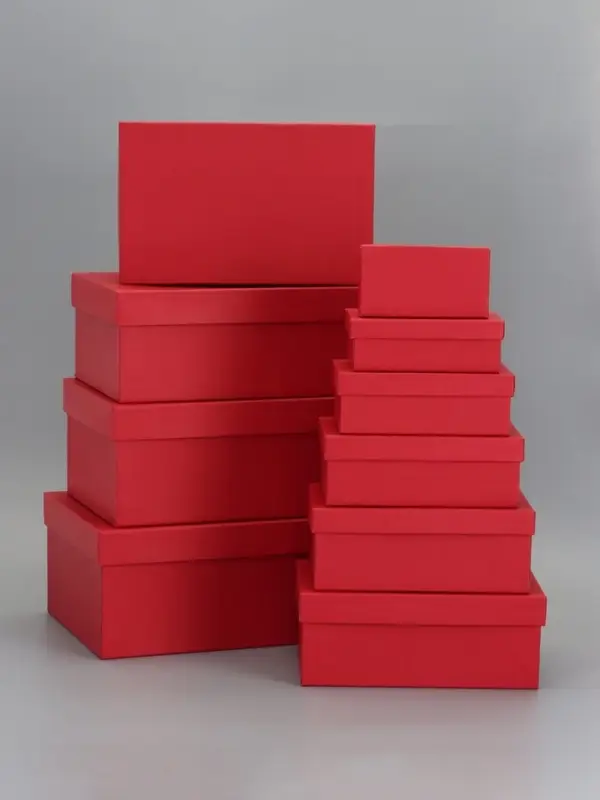 Набор коробок 10 в 1 "Красный" 30 х19 х 12 - 12 х 6,5 х 4 см