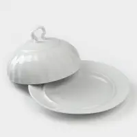 Маслёнка Добрушский завод &laquo;Бельё&raquo;, 17.5&times;10 см, фарфор, белая