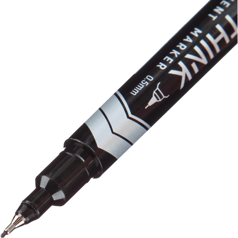 Маркер перманентный двусторонний Deli Think 0,5/1 мм черный EU211-BK