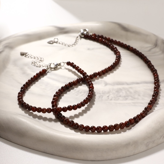 Набор 2 предмета: бусы, браслет шар №3 «Гранат» Набор 2 предмета: бусы, браслет шар №3 «Гранат»