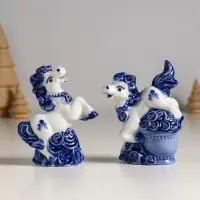 Сувенир керамика "Лошадка денежная" бело-синий МИКС 7,1х3,1х9 см Сувенир керамика "Лошадка денежная" бело-синий МИКС 7,1х3,1х9 см