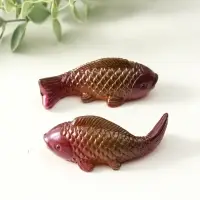 Фигурка для чайной церемонии "Красные парчовые карпы" набор 2 шт меняет цвет 3х7,5х3 см