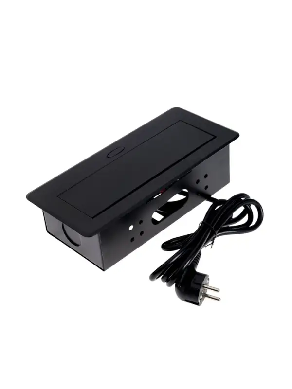 Розетка выдвижная Luazon Lighting, 16 А, трёхместная, в стол, чёрная