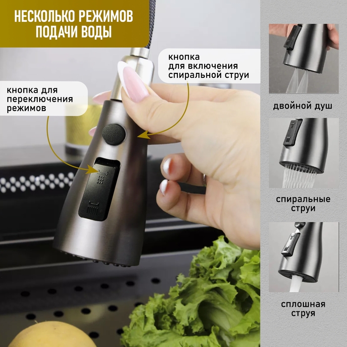 Кухонная мойка ZEIN M02, S=3.0 и 0.7мм, смеситель, корзины, разделочная доска, сифон, графит Кухонная мойка ZEIN M02, S=3.0 и 0.7мм, смеситель, корзины, разделочная доска, сифон, графит