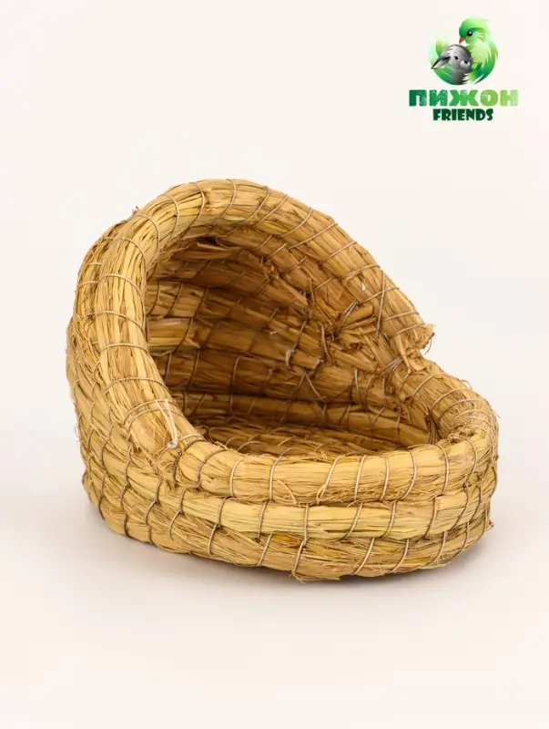 Гнездо для птиц плетёное из соломы, полузакрытое 15 х 10 х 10 см