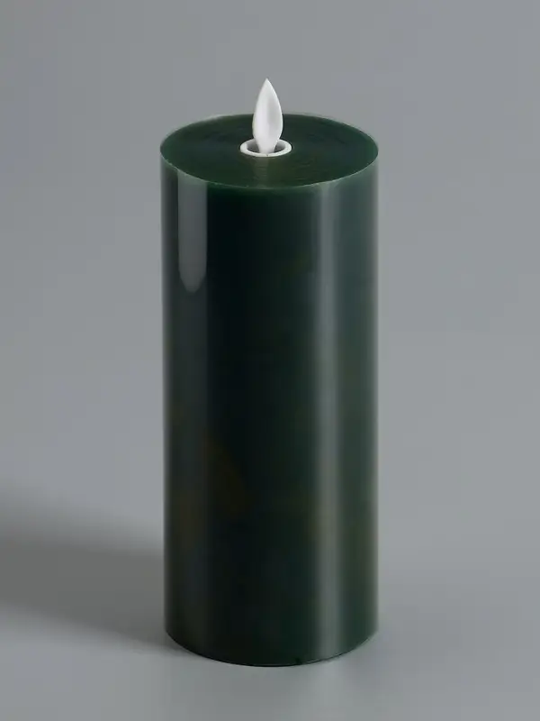 Светодиодная свеча восковая &laquo;Глубокий зеленый&raquo;, 20&times;7 см, от батареек АААx3, свечение тёплое белое
