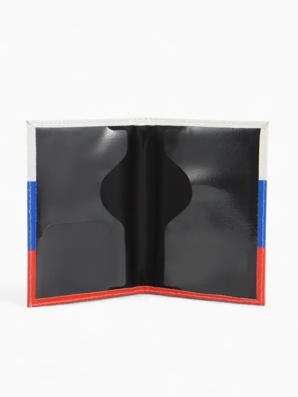 Обложка для паспорта, с металлическим гербом, триколор