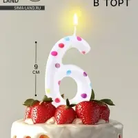 Свеча в торт на день рождения &laquo;Цифра 6 &raquo;, 9 см