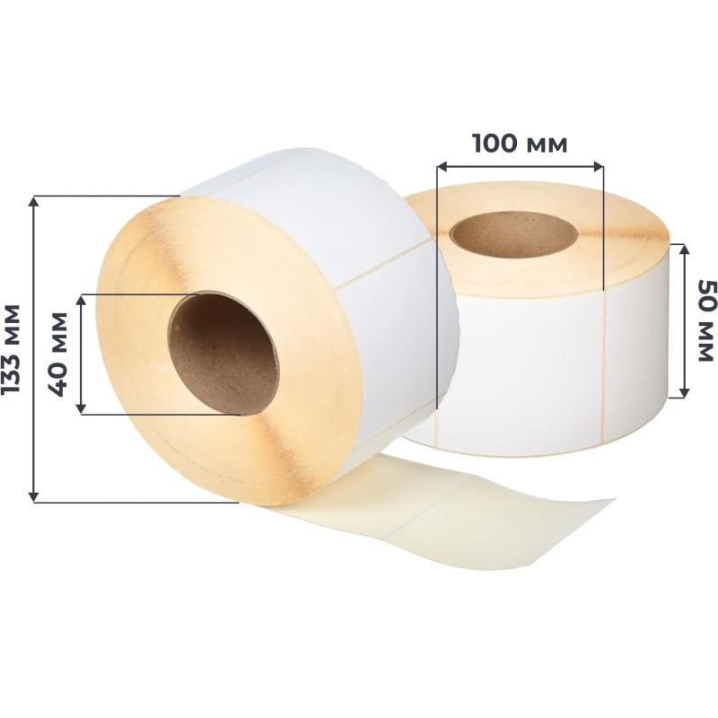 Термоэтикетки ЭКО 100х50, 2000шт/рул, вт.40, 4 рул/уп(Т)