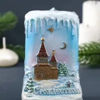 Свеча фигурная "Ледяная" 7х3,5х10,5 см, цв. голубой