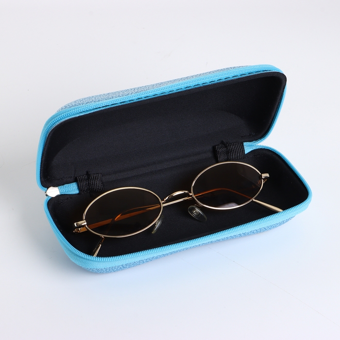 Футляр для очков на молнии, длина 16 см, цвет голубой Футляр для очков на молнии, длина 16 см, цвет голубой
