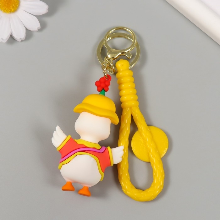 Брелок резина с карабином, ремешком Брелок резина с карабином, ремешком "Модная уточка" 3,8х5х8 см