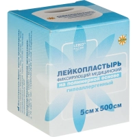 Лейкопластырь 5х500см полимерный в картоне, 6 шт/уп