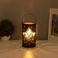 Фигурка светящаяся RISALUX &laquo;Ночные звёзды&raquo;, LED-ночник, 3&times;ААА, чёрный, 12&times;12&times;20.5 см