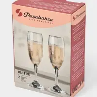 Бокалы для шампанского Paşabah&ccedil;e Bistro, 190 мл, размер одного бокала 6.5&times;19 см, 2 шт., стекло, прозрачные