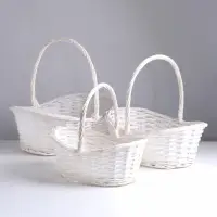 Плетёная корзина для хранения Fjara, лоза, с ручкой, белая, набор 3 шт.