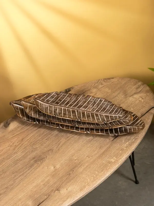 Набор блюд Набор блюд "Листья тропические" дерево, L - 60.50 и 40 см, цв. коричневый