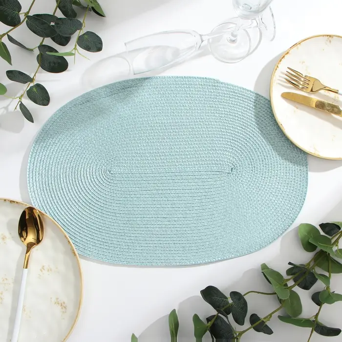 Салфетка сервировочная «Доляна. Овал», голубая, 45×30 см