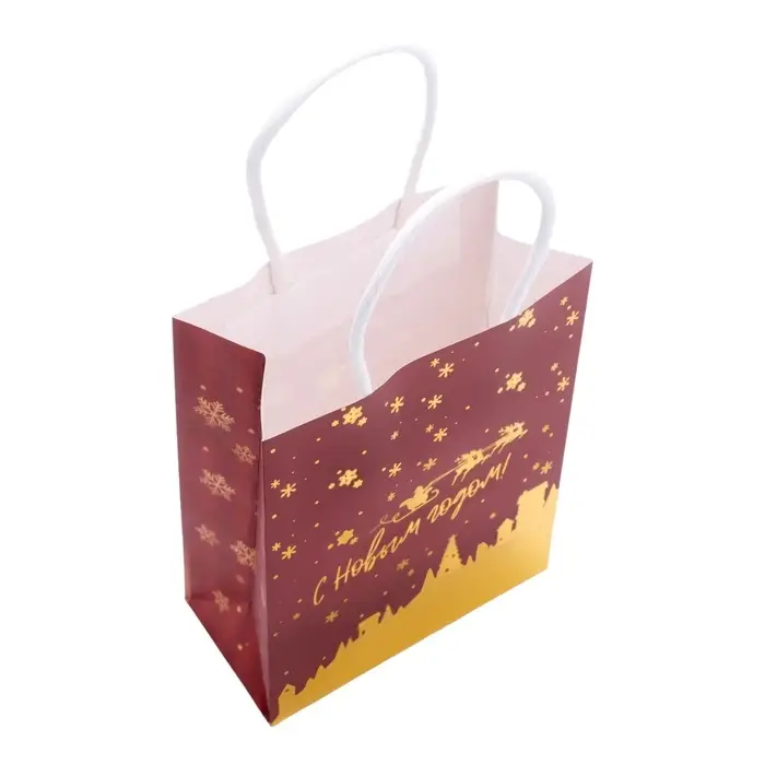 Пакет бумажный подарочный новогодний с тиснением, «На встречу Новому Году» 16×12×6 см Пакет бумажный подарочный новогодний с тиснением, «На встречу Новому Году» 16×12×6 см